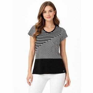 A|X  Armani Exchange Tee: Rare Asymmetric Block & Stripes Design. Size XL